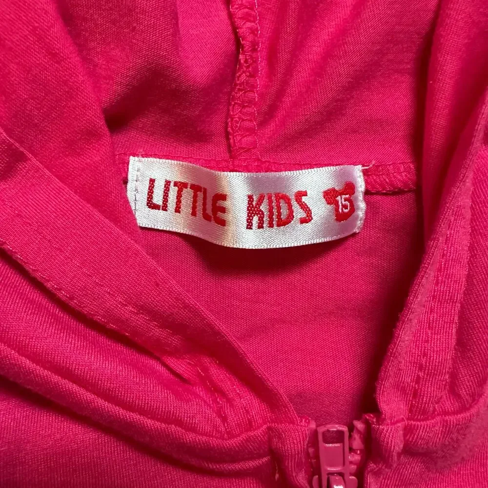 Little Kids pink long sleeve Peppa Pig hooded full zip ruffle bottom shirt SIZEM